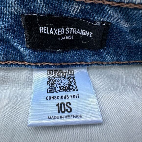 NWT EXPRESS SIZE 10S 10 short Low Rise Light Wash Ripped Baggy Straight Jeans - Picture 4 of 8